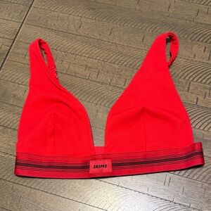 SKIMS Red Ribbed Bralette with Striped Band